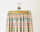 Peach Pastel Vintage Summer Skirt/Pleated Sherbet Pastel Maxi Skirt/Vintage High Waisted BoHo Skirt/Medium Skirt - thehappyforest