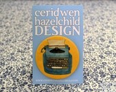 Big Fabric Pin Badge - Blue Typewriter Illustration