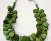 Spring Fling necklace - preppy green teardrop howlite bead statement necklace