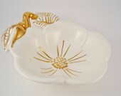 Vintage White and Gold Small Bowl Ceramic Candy Dish