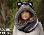 CROCHET PATTERN Cat Scarf, Scoodie, Hooded Scarf with Cat Ears, Animal Scarf, Instant Download