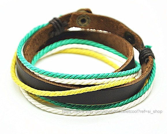 Soft Leather Multicolour Ropes Women Leather Bracelet Wristband Cuff Bracelet  SZ0140