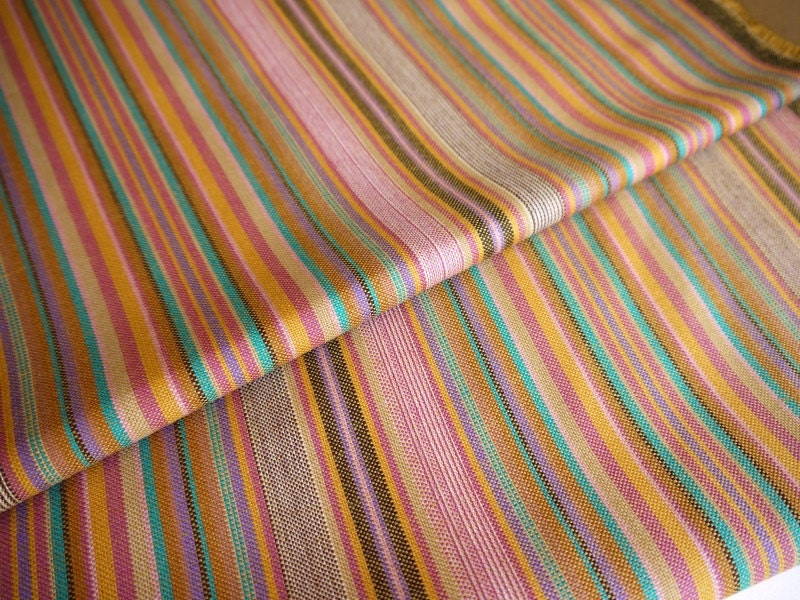South American Fabric, Peruvian Fabric, Woven, Dorado Stripes, 1 Yard