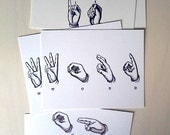 Funny postcard set: ASL postcards sign language cards pack of 6 deaf postcards