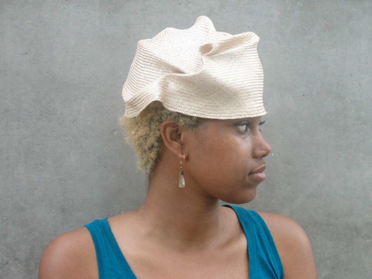 Couture Wedding Hat-Ladies' Natural Straw Hat- New Hand Blocked-1910's-1920's -Sculpted Design-Vintage Inspired Cloche--