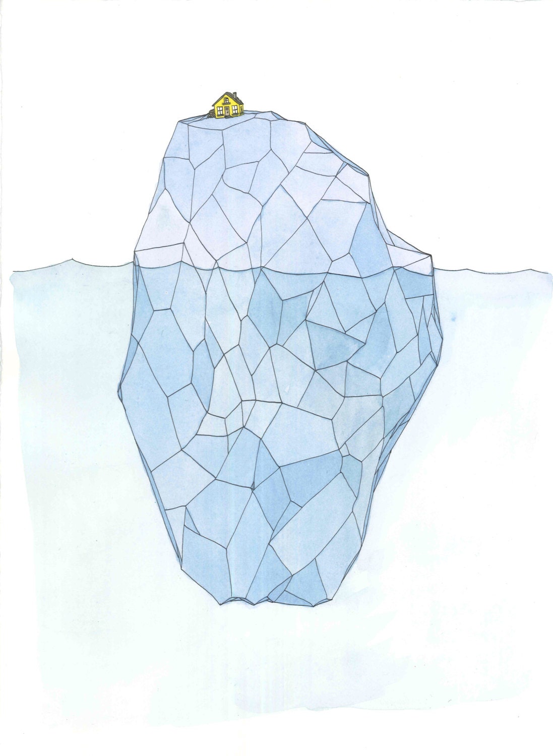 December 16, 2012 (Private Island) - original ink and watercolor drawing