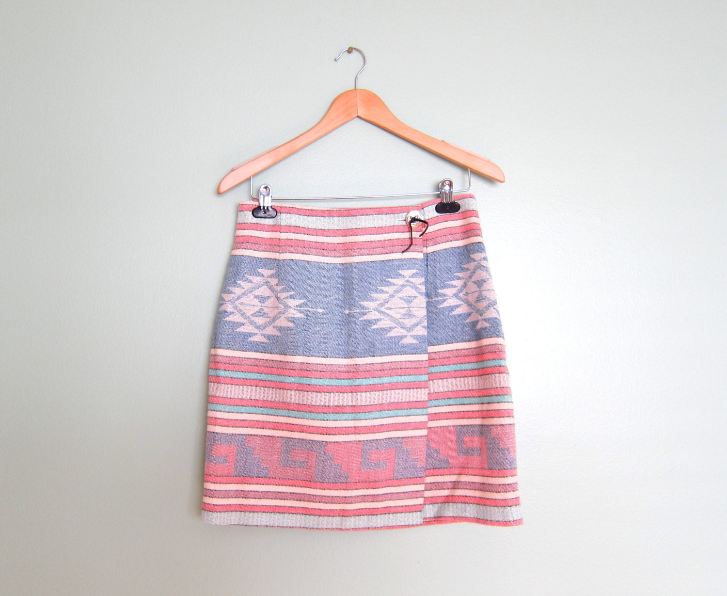 vintage Southwestern print skirt/ Desert Southwest wrap skirt/ 90s mini skirt M