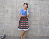 vintage Mexican folk skirt/ black floral Mexican peasant skirt/ ethnic embroidered skirt S-L