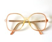 Vintage oversized yellow apricot peach glasses sunglasses 70s womens spectacles oversize statement nerd frame eyewear