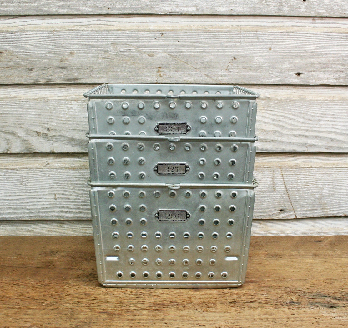 Vintage Industrial Wire Locker Basket -- Industrial Storage Basket