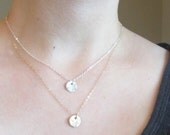 Silver Hammered Necklace, Silver Hammered circle Necklace, dainty