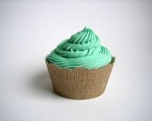 12 Burlap Cupcake Wrappers - Shabby Chic, Rustic, Fall Wedding, Barn, Outdoor, Country, Southern, Burlap and Lace, Baby Shower