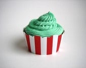 12 Circus Cupcake Wrappers - Circus Tent, Barn, Carnival, Red & White Stripes, Bridal Shower, Birthday, Wedding, Baby Shower