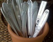 Herb Garden Markers 10 Vintage Silverplated Spoon Handles Recycled Upcycled Silverware Garden Flower pot Stakes