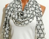bow  patterned chiffon infinity scarf circle scarf spring scarf mother's Day,gifts birthday gifts,laser cutting scarf