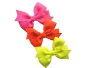 Set of three neon hair bows - 3 inch hair bows