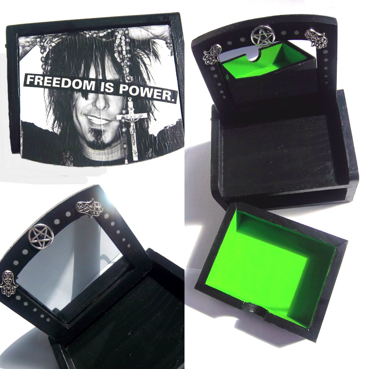 Gothic Jewelry Box with Mirror and Drawer: Freedom is Power