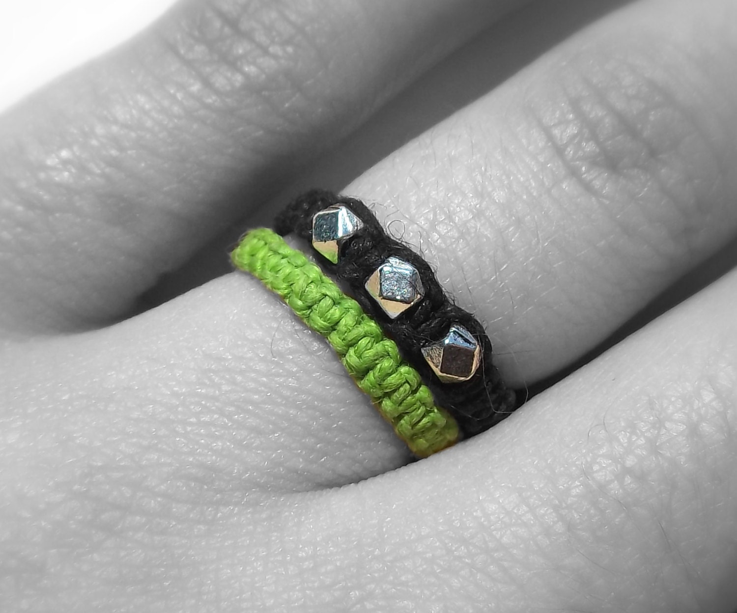 Lime Green Hemp Ring in Sizes 3.5 4 4.5 5 5.5 6 6.5 7 7.5 8 Unisex