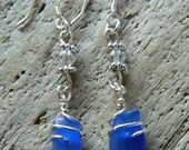 Genuine Cobalt Blue Sea Glass Earrings