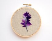 Purple Ombre Feather Embroidery - 4 Inch Hoop Art - Hand Embroidered - Boho Wall Art - Hipster Decor