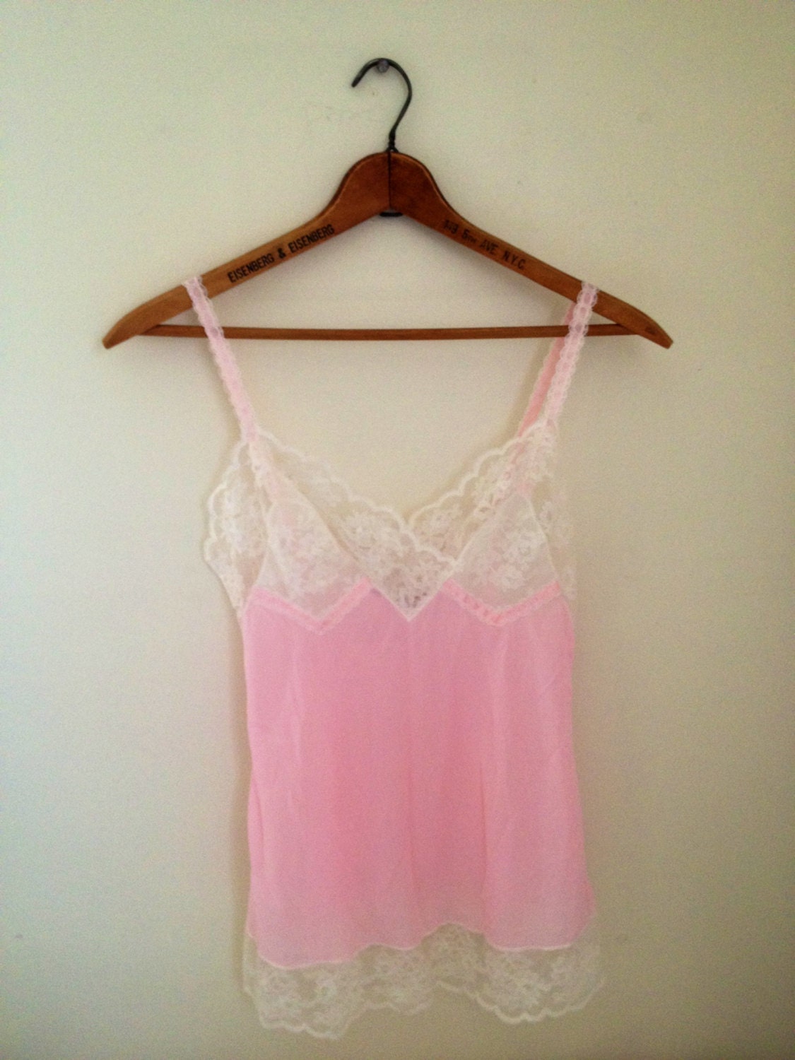 vintage pink sheer lace cami s/m