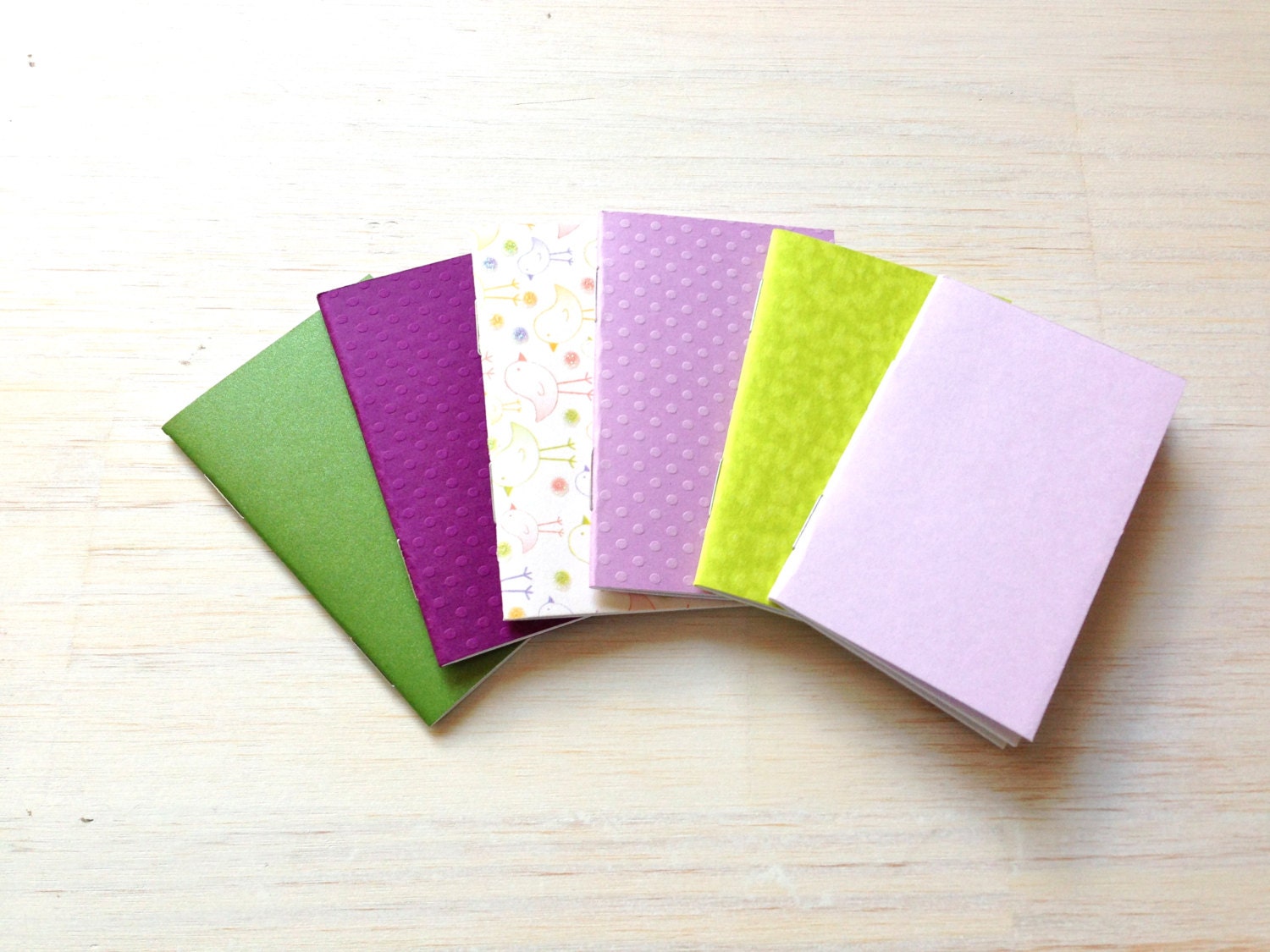 Notebooks: Mini Wedding Favors, Green, Purple, 6 Tiny Journals Set, Party Favors, Mini Journals, Small, Unique - Set of 6