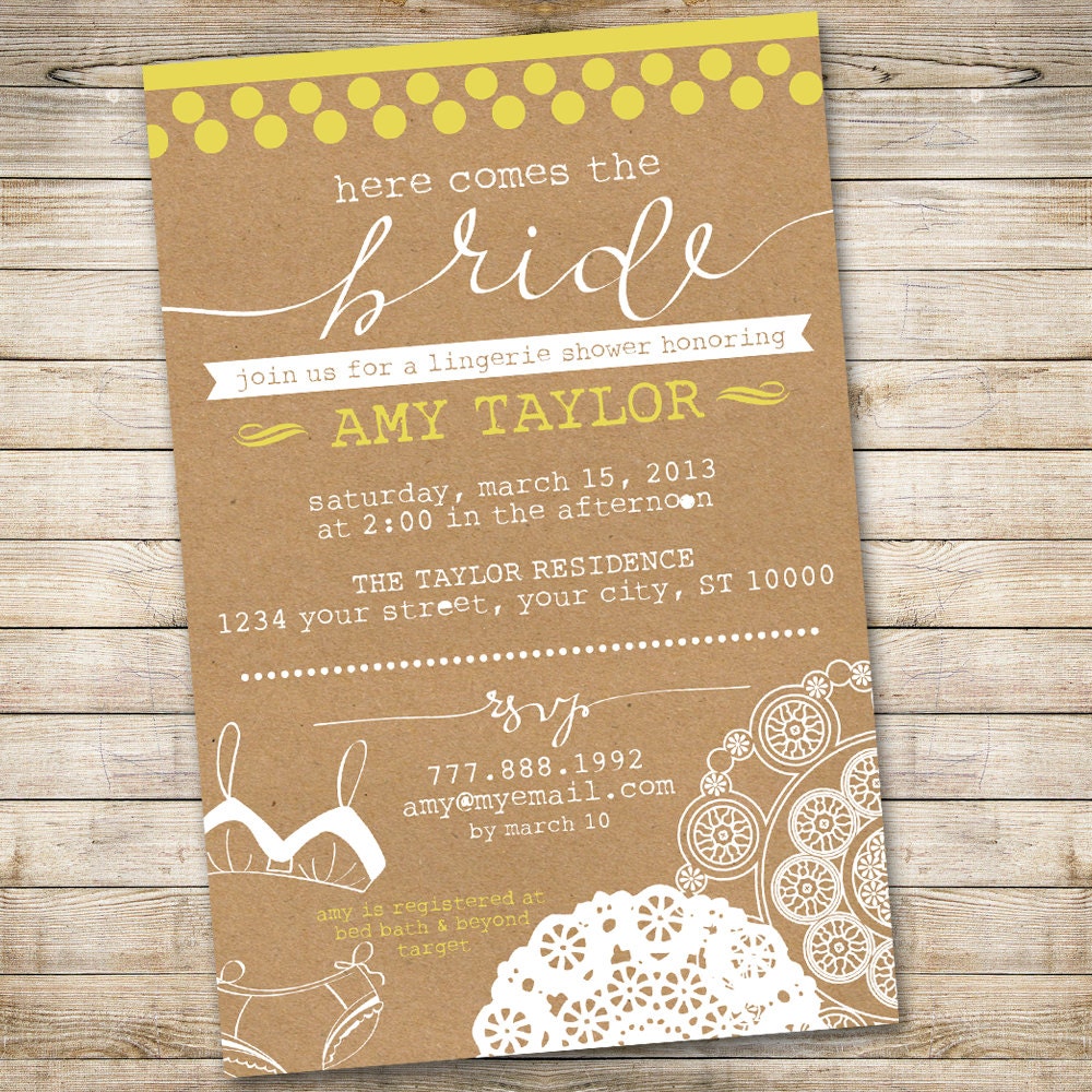 Printable Bridal Shower Invitation - Shabby Chic Lingerie