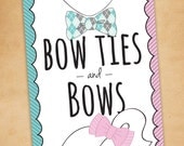 Printable Birthday Invitation - Bow ties & Bows