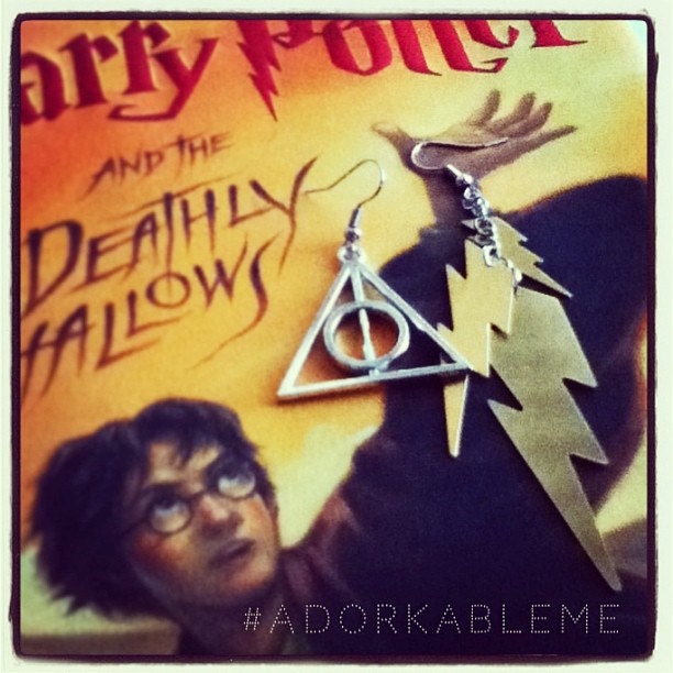 The Chosen Earrings- Harry Potter Deathly Hallows READY TO SHIP