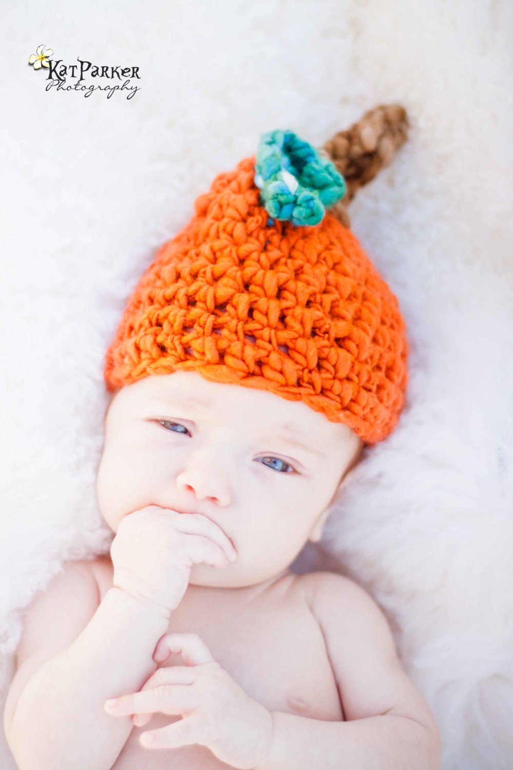 Charlie Crochet Pumpkin Hat, Preemie/Newborn