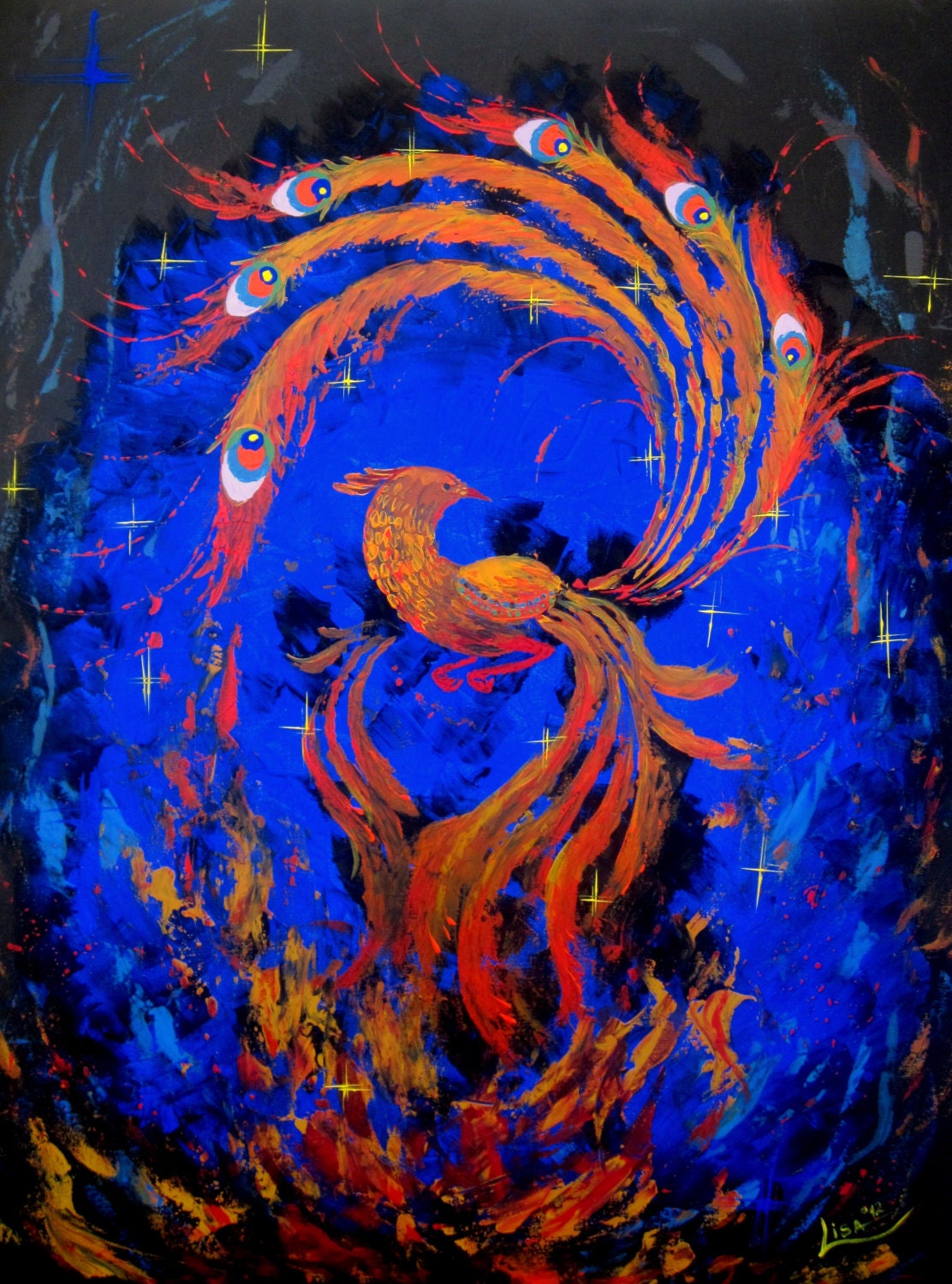 Items similar to Huge Original Painting Phoenix 2 Mystical Sacred