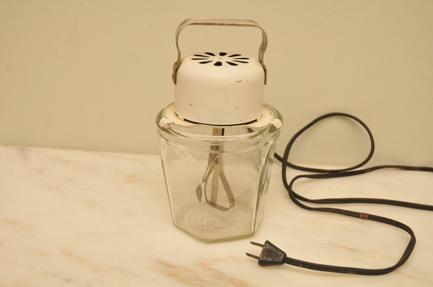 Vintage 1940s Kitchen Butter Churn Hand Mixer White by whitepicket