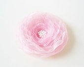 Fabric Flower Hair Accessories, Bridesmaid Hair Flower, Hair Clips, Pink Fabric Flowers, White Seed Beads, Women, Adult, Girls, Gift