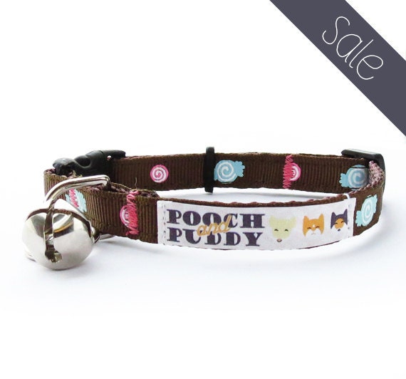 Candy Breakaway Cat Collar - candy cat collar, brown cat collar, safety cat collar, girly cat collar