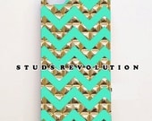 mint zig zag iphone5 case durable hard shell case available for iphone4s by STUDS REVOLUTION