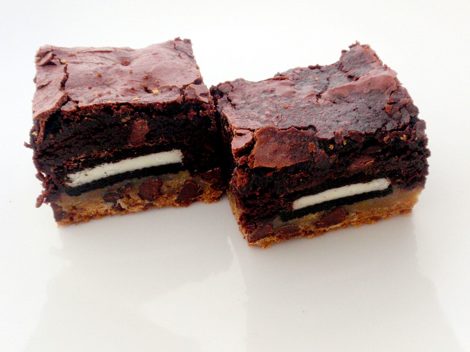 Slutty Brownies -  Cookie Oreo Chocolate Fudge Brownie Bars - Valentine's Day Chocolate - 4 large brownies