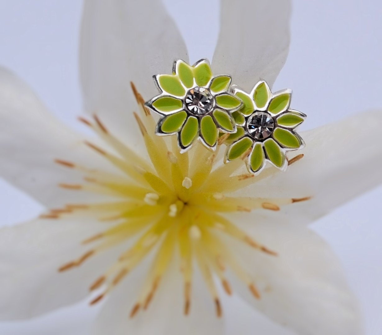 Summer Yellow Daisy Sterling Silver with Enamel Stud Post Earrings. Pretty Jewellery for Ladies or Children