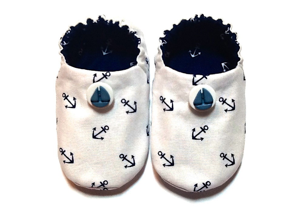 Nautical Baby Boy Shoes with Sail Boats (White)