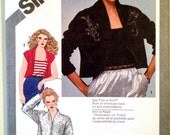 Misses Long or Short Sleeve Shawl Collar Bolero and Cami Top Sewing Pattern Simplicity 9810 Size 10