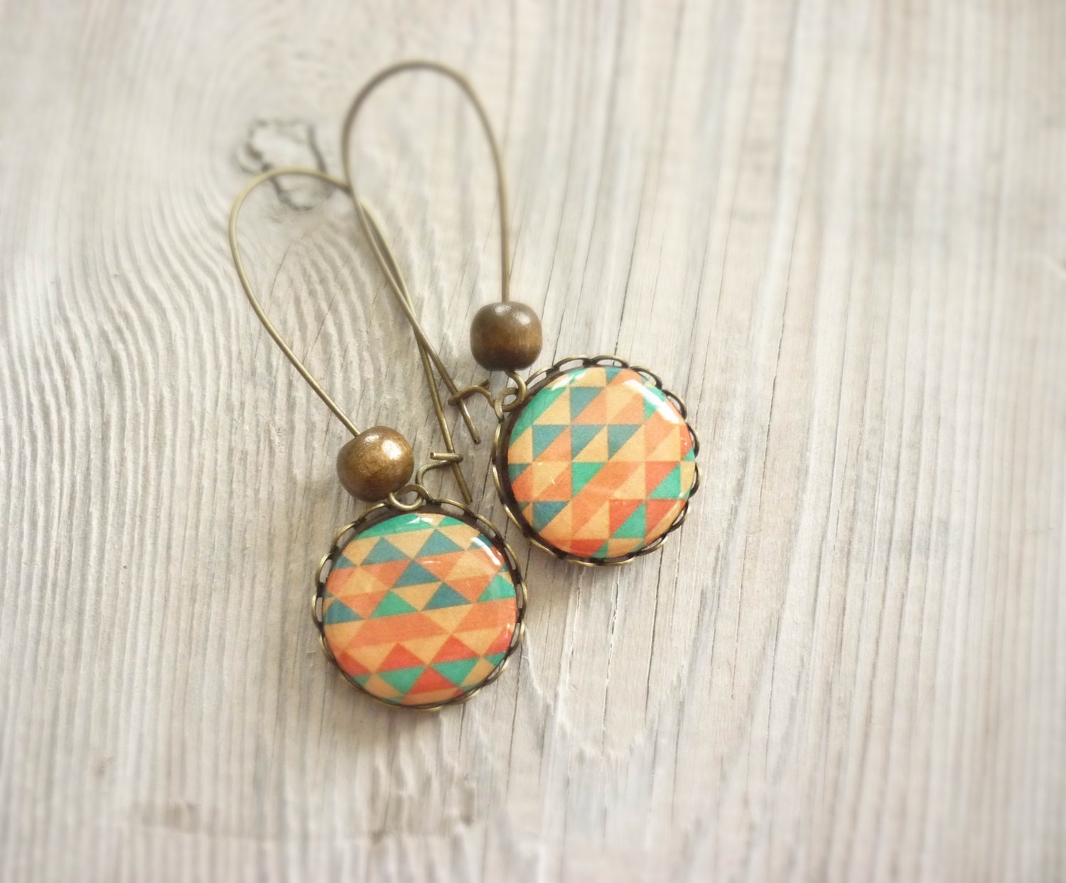 SALE Geometry earrings, geometric triangle earrings, tribal jewelry