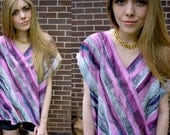 Vintage Pink Multi Print Oversized V Neck Blouse