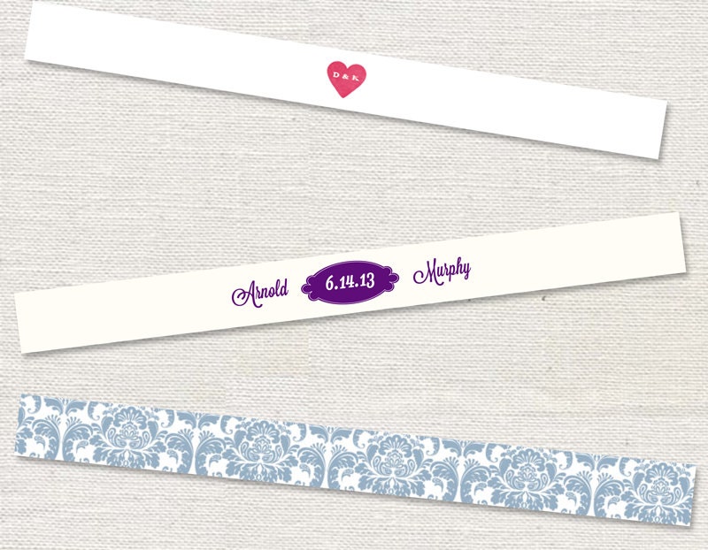 Custom Printed Belly Bands - Wedding Invitation Accessory - DIY Wedding - Personalized Bellybands Il_570xn