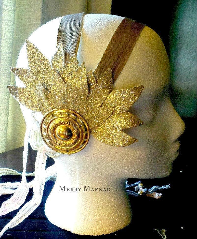 Metropolis - Fritz Lang inspired Tribal Fusion Belly Dance Headpiece. OOAK Gold Fantasy Sci Fi Headdress.