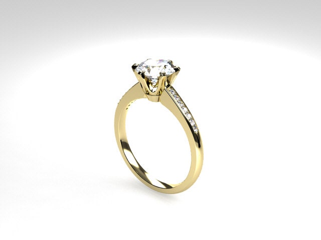 White Topaz ring, engagement ring, yellow gold, Diamond, solitaire ...