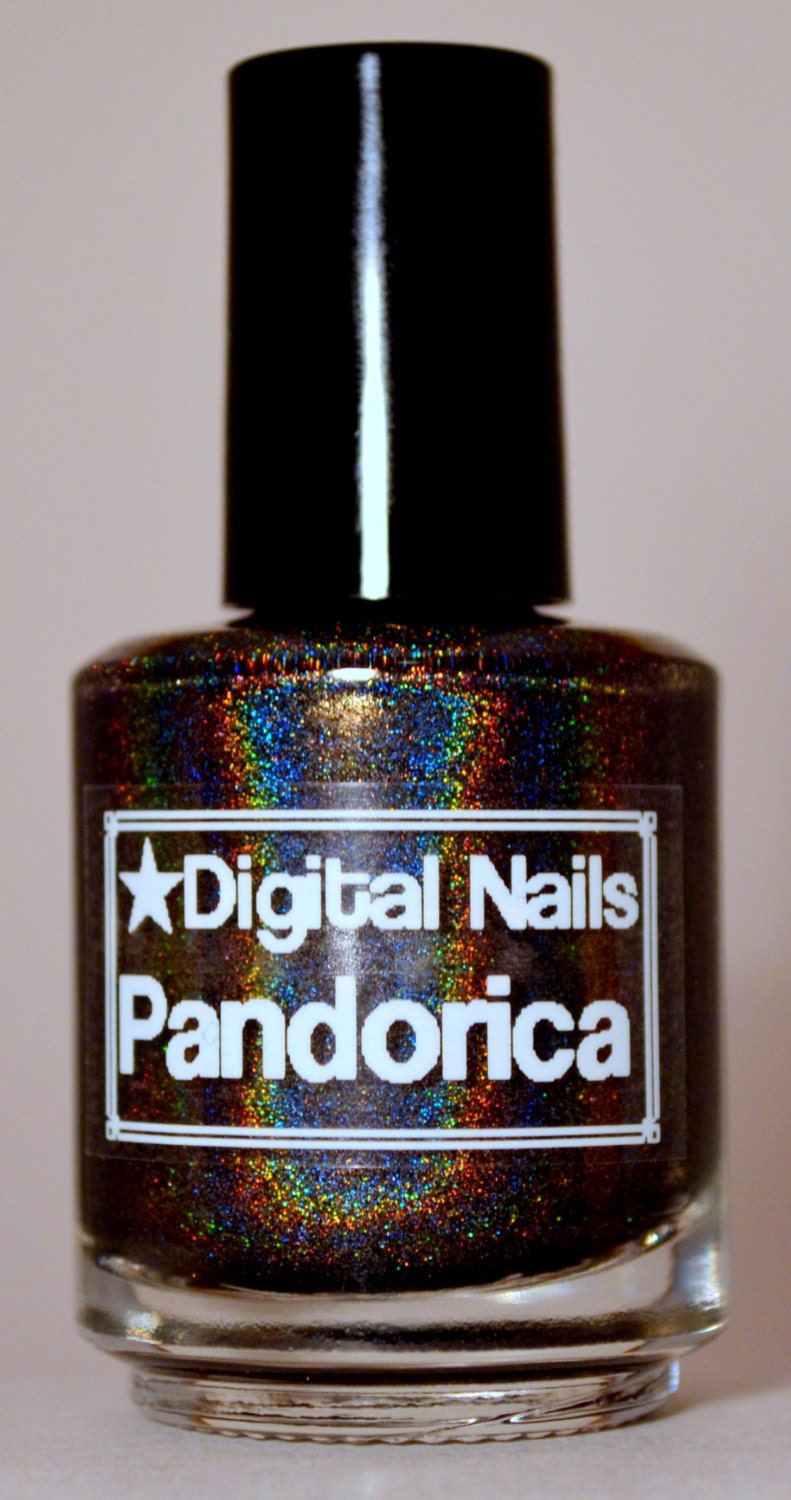 Pandorica : Rory Williams and  Doctor Who inspired black linear holographic nail polish by Digital Nails