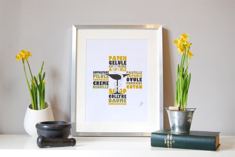 Poster "Caducée" Mustard & Grey
