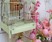 Rusty metal birdcage light soft green shabby cottage style home wedding decor Anita Spero