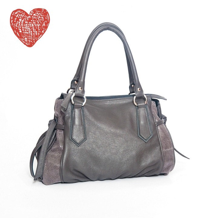 SALE Gray Leather Bag, Gray Tote Bag, Fall Handbag, Shoulder Bag, Gray Leather Purse, Gray satchel Bag - New For Fall