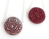 wine red polymer clay disc pendant original 'Anita' pattern