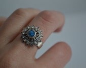 Vintage silver turkish blue stone stone sterling ring size 7